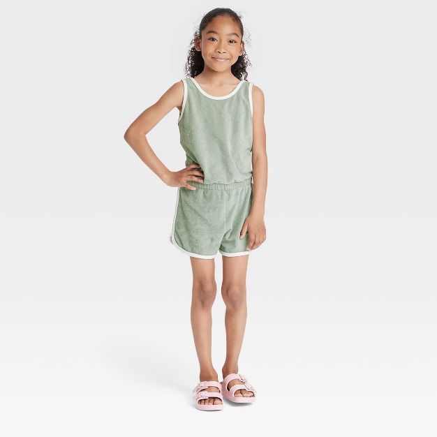 Girls' Sleeveless Romper - Cat & Jack™ Green | Target