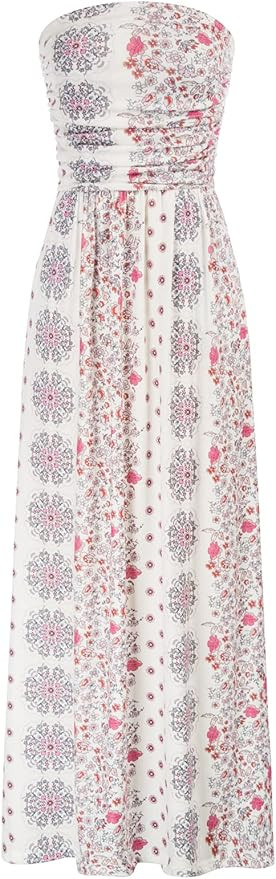 GRACE KARIN Women Strapless Dress Casual Loose Ruched Long Maxi Dress with Pockets | Amazon (US)