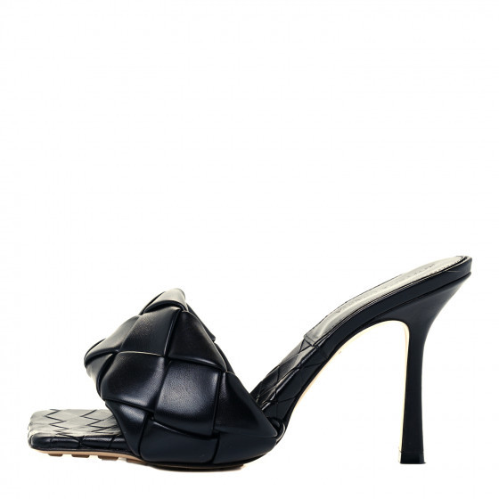 BOTTEGA VENETA Nappa Maxi Intrecciato Lido Mule Sandals 39 Black | Fashionphile