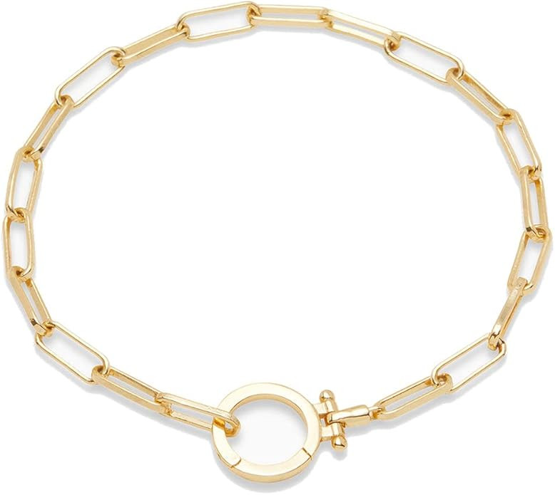 gorjana Women's Parker Link Bracelet, Paperclip Chain w/Signature Clasp, 18K Gold and Silver Plat... | Amazon (US)