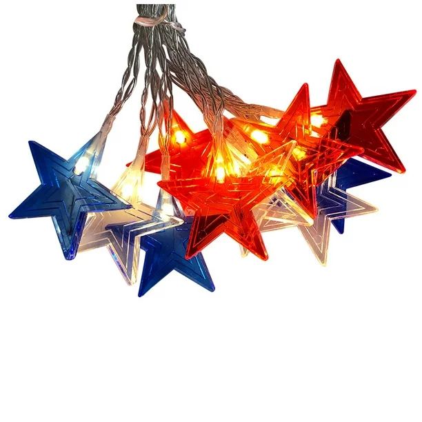 Transer Independence Day Battery Operated 5.4FT 10 LED Star Strings Light Red Blue And White Star... | Walmart (US)
