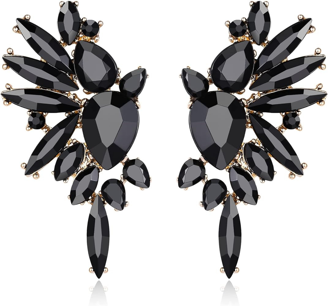 EVER FAITH Vintage Rhinestone Statement Earrings, Fashion Bling Colorful Marquise Drop Crystal Cl... | Amazon (US)