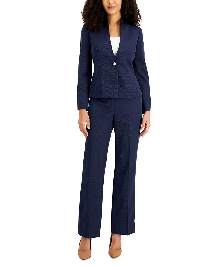 Le Suit Dotted Collarless Pantsuit, Regular & Petite Sizes & Reviews - Wear to Work - Petites - M... | Macys (US)