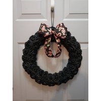 Black Rose Christmas Wreath Gothic Holiday Door Decor | Etsy (US)
