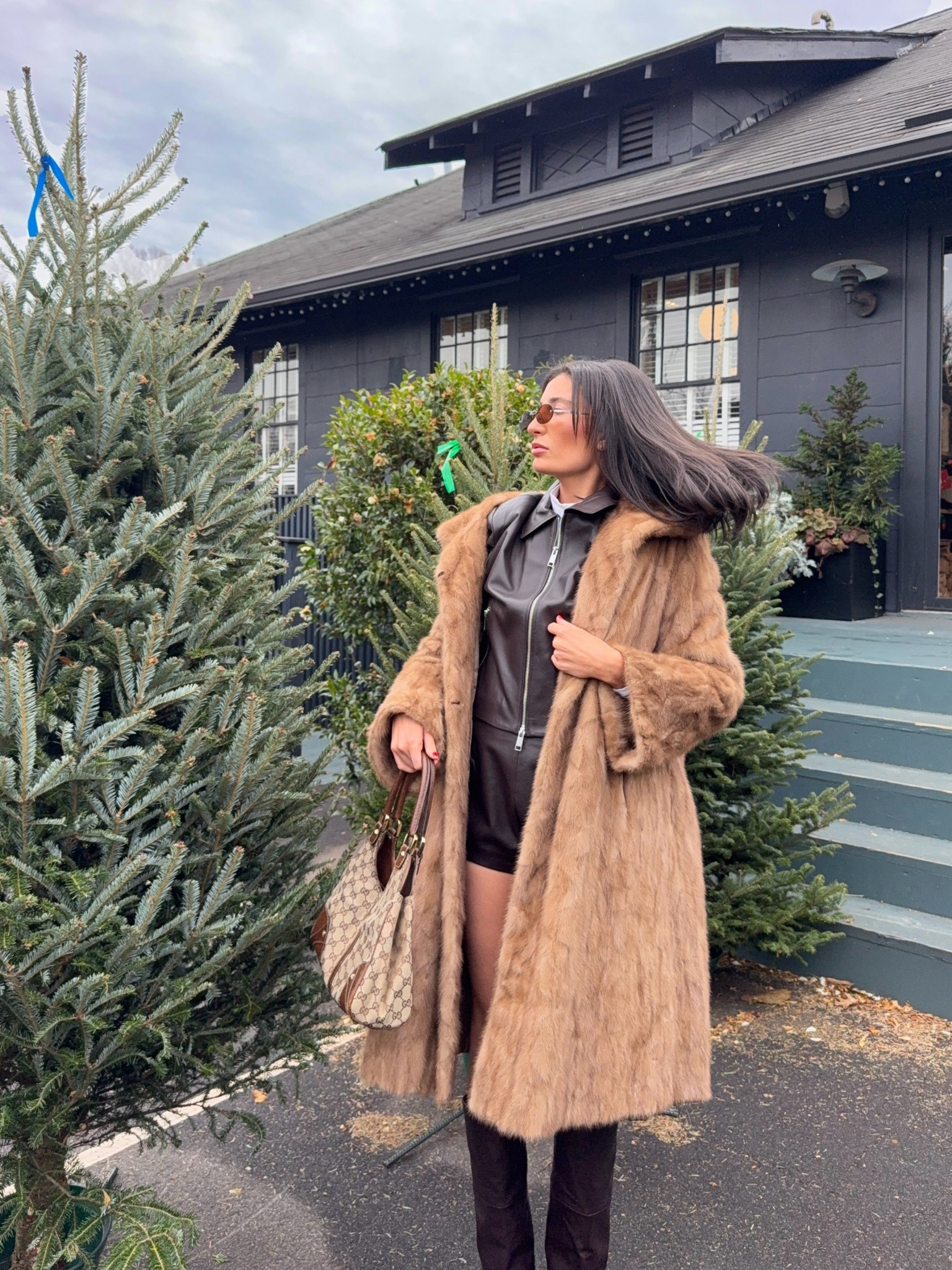 the chicest brown leather micro short set! 

#LTKootd