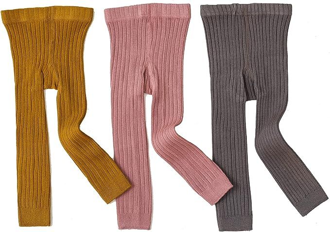 3 Pack Girls Toddler Baby Basic Ribbed Sweater and Leggings Footless Tights Kids Little Girls Dre... | Amazon (US)