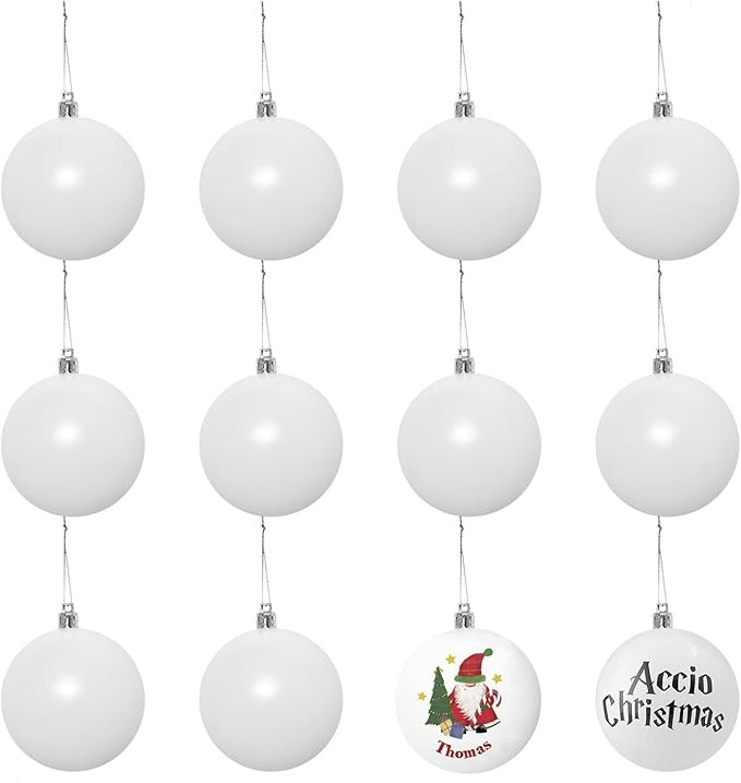 Rocinha 3.15" White Shatterproof Christmas Ornaments to Paint,12Pcs Matte Christmas Tree Ball Orn... | Amazon (US)