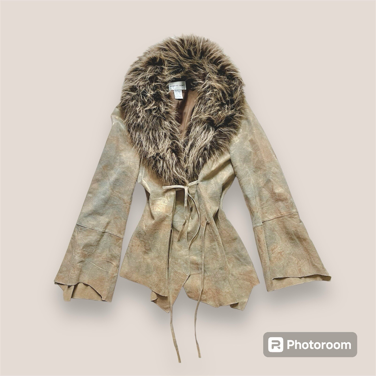 👢🍸 Vintage y2k metallic suede penny lane fur trim jacket Size 8 Medium | eBay US