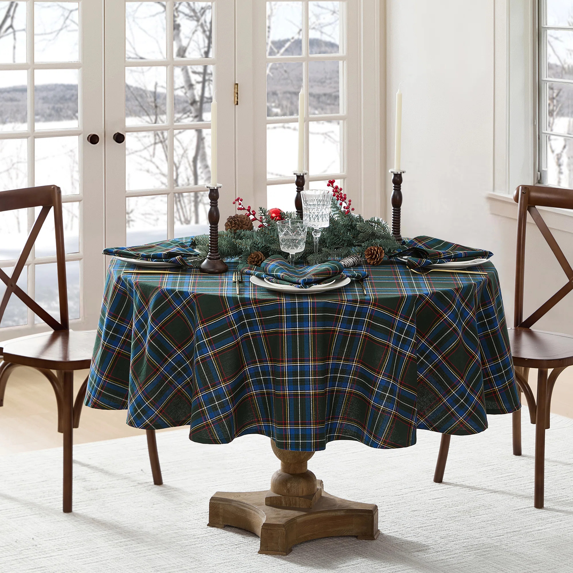 Kayleigha Holiday Plaid Christmas/Winter Cotton Round/Oval Tablecloth | Wayfair North America