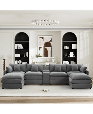 Streamdale Seven-piece sofa set with console, coffee table & 6 pillows. | Macy's