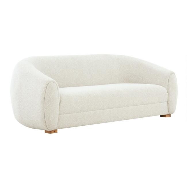 Ivory Boucle Curved Back Atmore Sofa | World Market