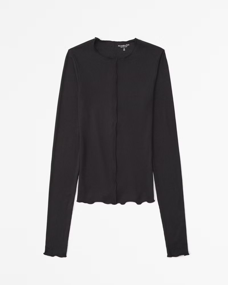 Long-Sleeve Seamed Crew Top | Abercrombie & Fitch (US)