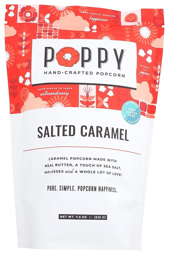 Poppy Handcrafted Popcorn Salted Caramel Popcorn, 7.5 Oz | Amazon (US)