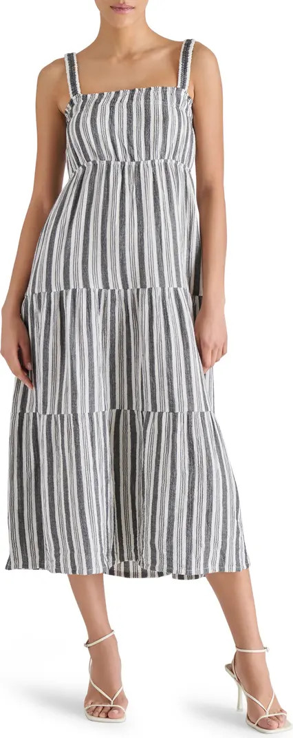 Alissa Stripe Tiered Cotton Gauze Midi Sundress Mexico Vacation Outfits Mexico Dress Mexico Wedding | Nordstrom