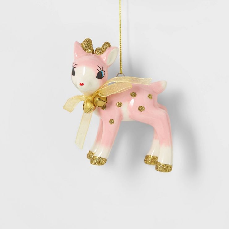 Retro Deer Christmas Tree Ornament Pink/Gold - Wondershop&#8482; | Target