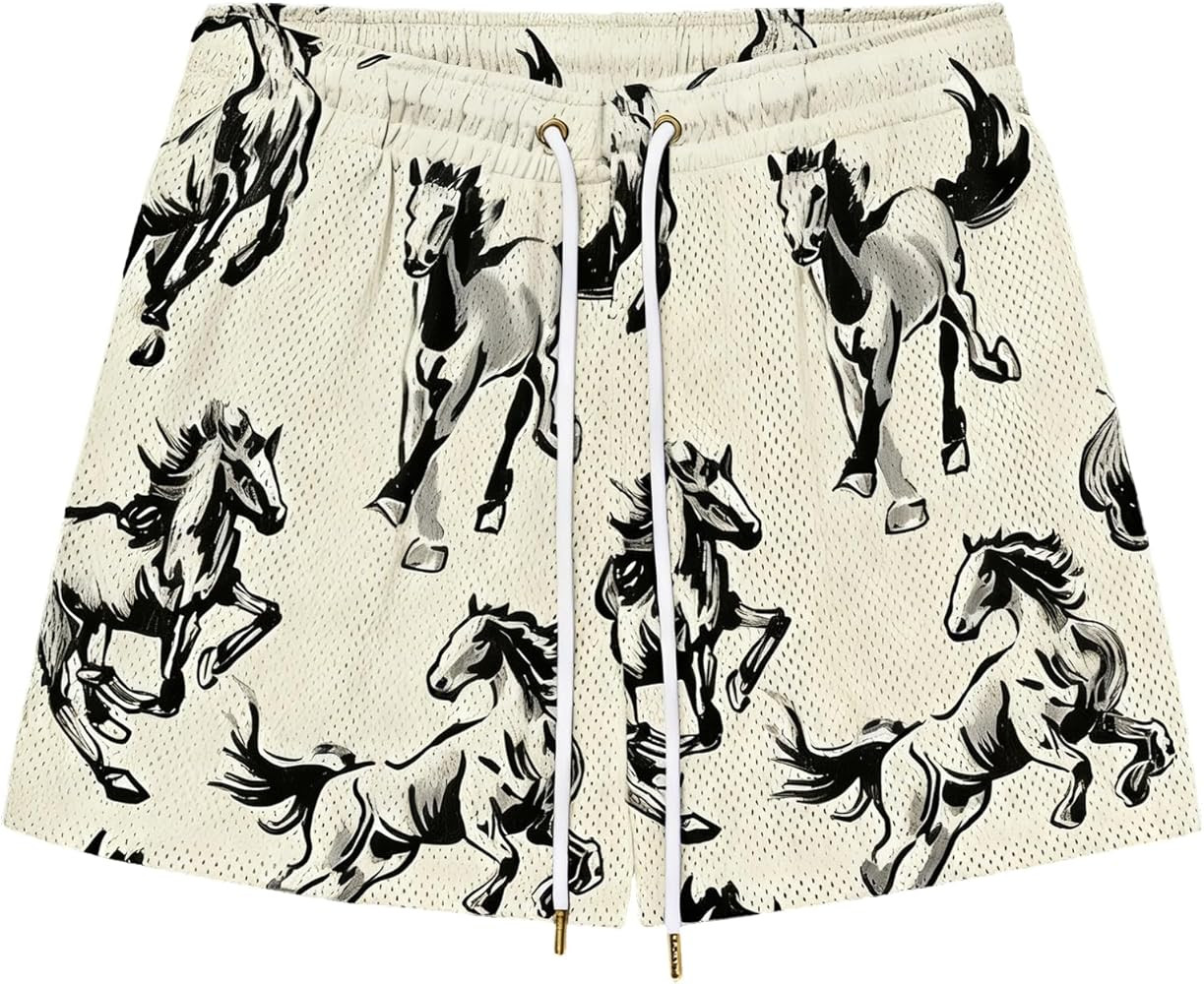 MECH-ENG Men's Graphic Print Shorts Boho Lightweight Athletic Running Workout Mesh Beach Summer S... | Amazon (US)