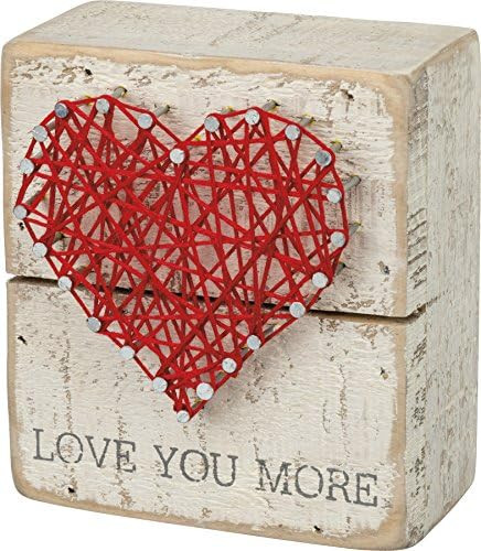 Primitives by Kathy 34248 Rustic White String Art Box Sign, 3.5" x 4", Love You More | Amazon (US)