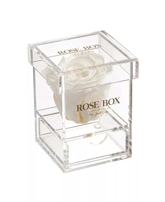Rose Box NYC Jewelry box of Pure White Long Lasting Preserved Real Rose, 1 Rose - Macy's | Macy's