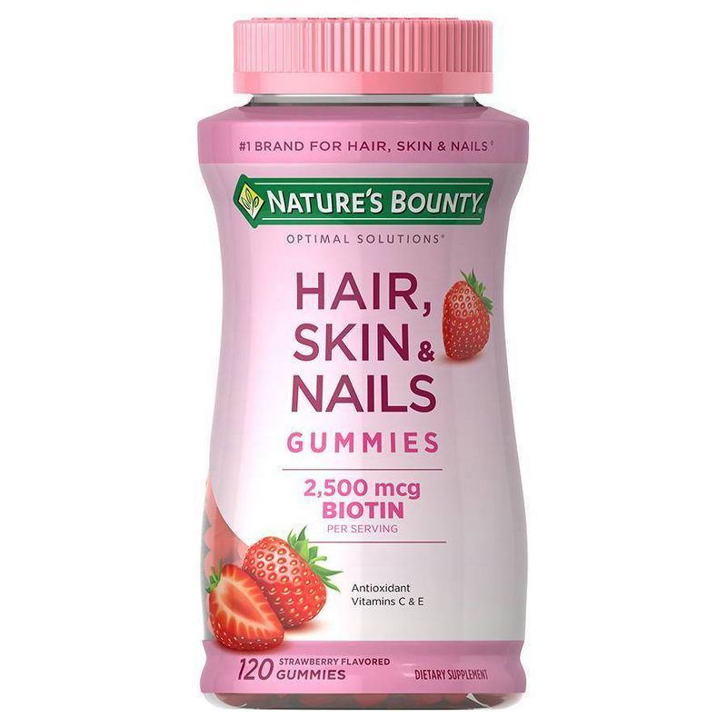 Nature's Bounty Hair, Skin & Nails Gummies with Biotin - Strawberry | Target