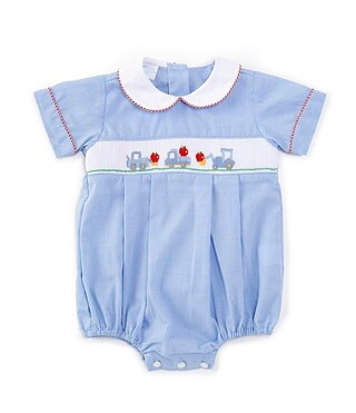 Baby Boys 3-24 Months Peter Pan Short Sleeve Trucks and Apples Smocked Bubble | Dillard's