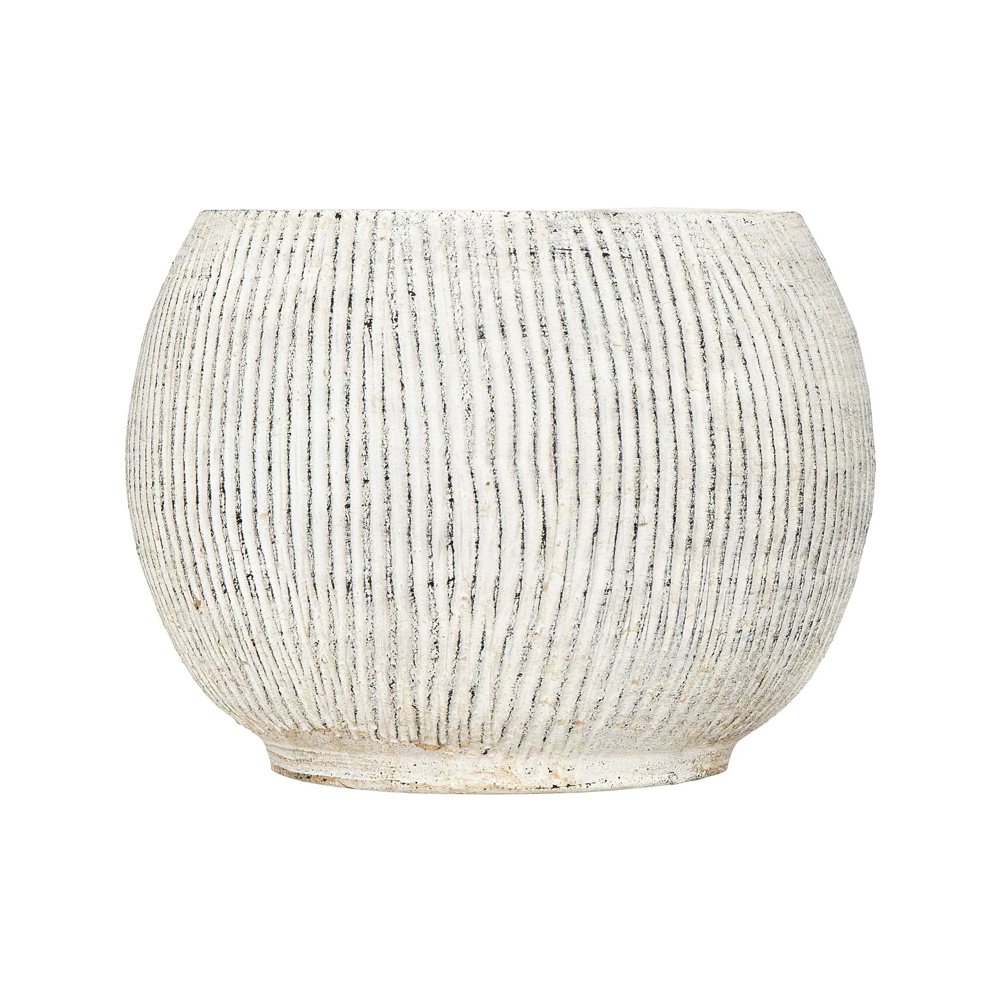 Creative Co-Op Distressed Cream Terracotta Planter with Fluted Texture | Walmart (US)