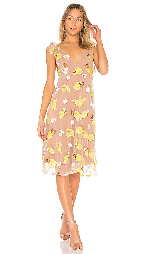 For Love & Lemons Fruitpunch Sequin Midi Dress in Pineapple | Revolve Clothing (Global)