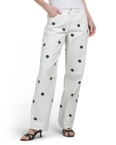 Polka Dot Low Rise Baggy Pants For Women, Cotton | TJ Maxx