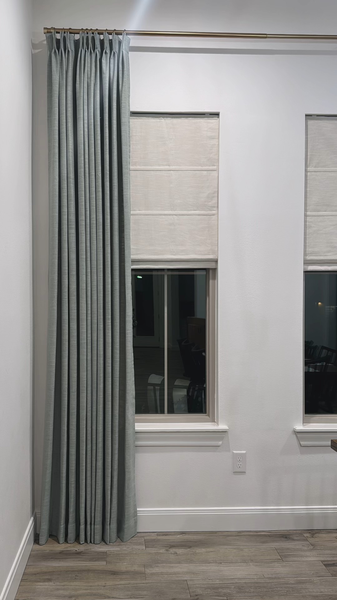 Two Page curtains in Pale Blue Aqua. Roman Shades are also Two Pages. Linked here are the drapes, curtain rod, and curtain rings. Matches perfect with champagne bronze fixtures. 

#LTKHome