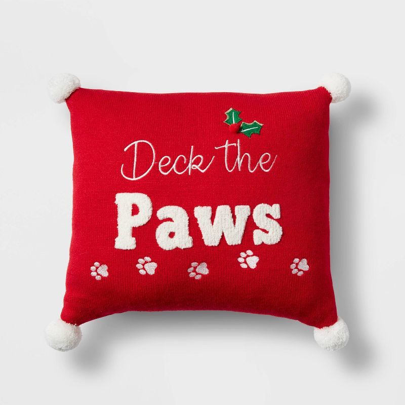 Reversible 'Deck the Paws'/Paw Prints Decorative Pillow - Wondershop™ | Target