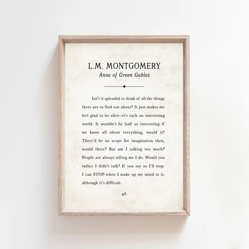 Anne of Green Gables Quote L.M. Montgomery Book Wall Art | Etsy | Etsy (US)