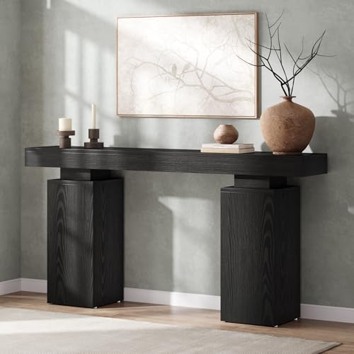 Tribesigns 63-Inch Long Console Table, Farmhouse Entryway Table Behind Couch, Wooden Foyer Stand Entry Station, Modern Hallway Accent Furniture for Living Room Decor, Entrance, Black | Amazon (US)