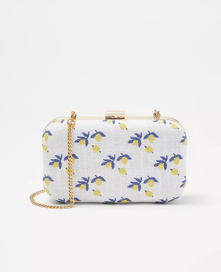 Lemon Embroidered Hard Shell Clutch | Ann Taylor (US)