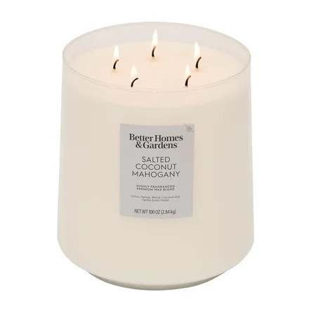Better Homes & Gardens 5-Wick 100 oz Glass Jar Candle, Salted Coconut Mahogany | Walmart (US)