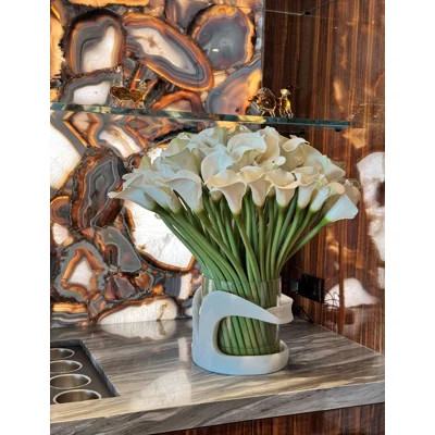 Calla Lilies In Vitra Hurricane Vase | Wayfair North America