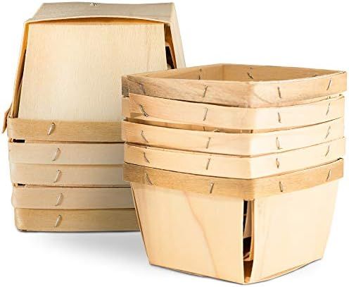 One Pint Wooden Gift Baskets (10 Pack); for Picking Fruit or Arts, Crafts and Decor; 4"x4"x2.5" S... | Amazon (US)