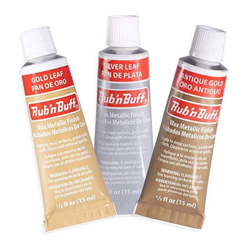 AMACO Rub n Buff Wax Metallic Finish 3 Color Kit - Antique Gold Silver Leaf and Gold Leaf 15ml Tu... | Walmart (US)
