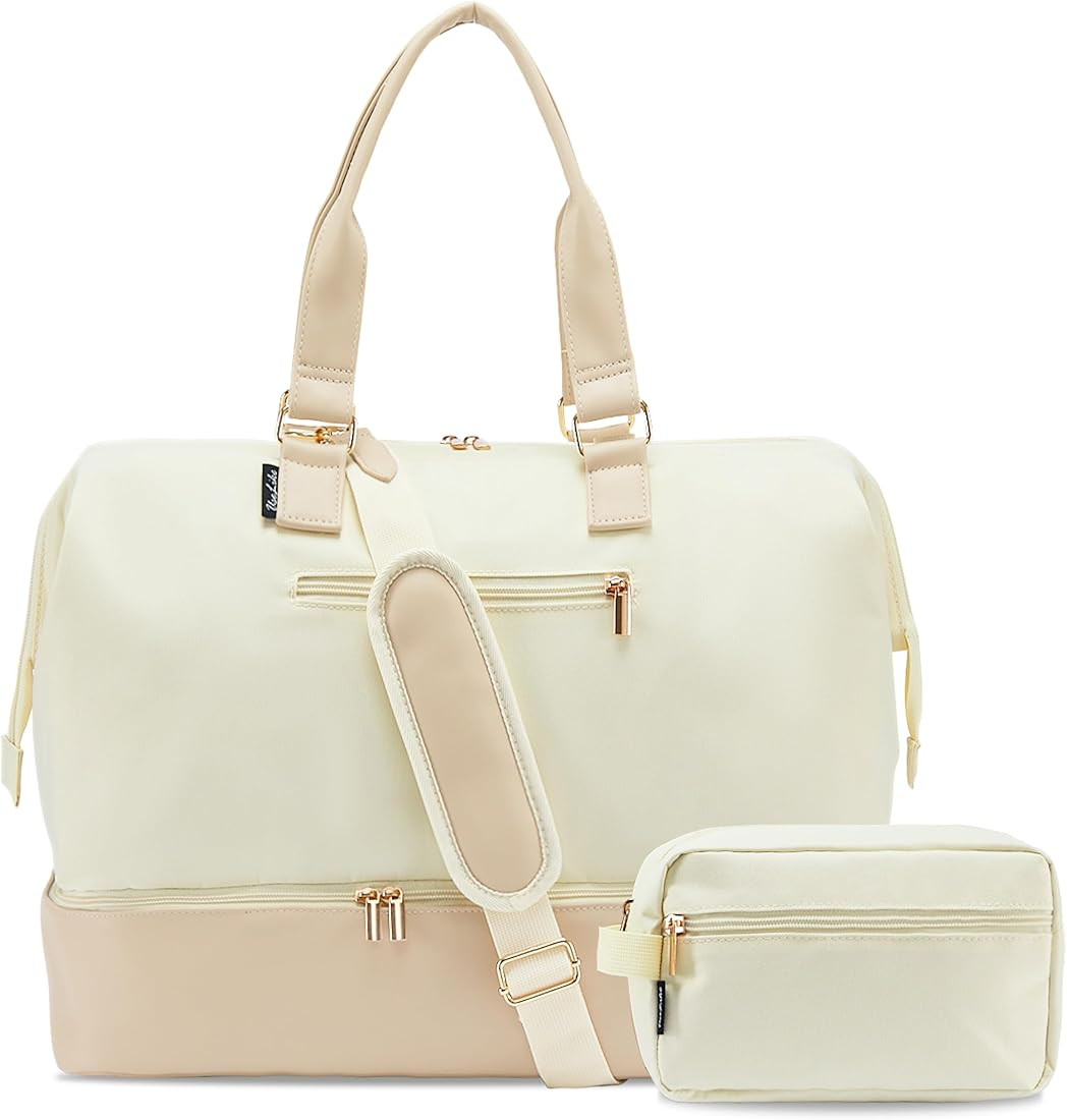 Weekender Bags for Women, Large Travel Duffel Bag with Shoes Compartment, Carry On Overnight Tote... | Amazon (US)