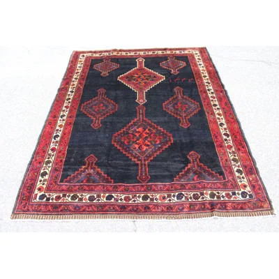 One-of-a-Kind Hand-Knotted 1950s 4'11" x 6'2" Wool Area Rug in Red/Beige/Blue | Wayfair North America