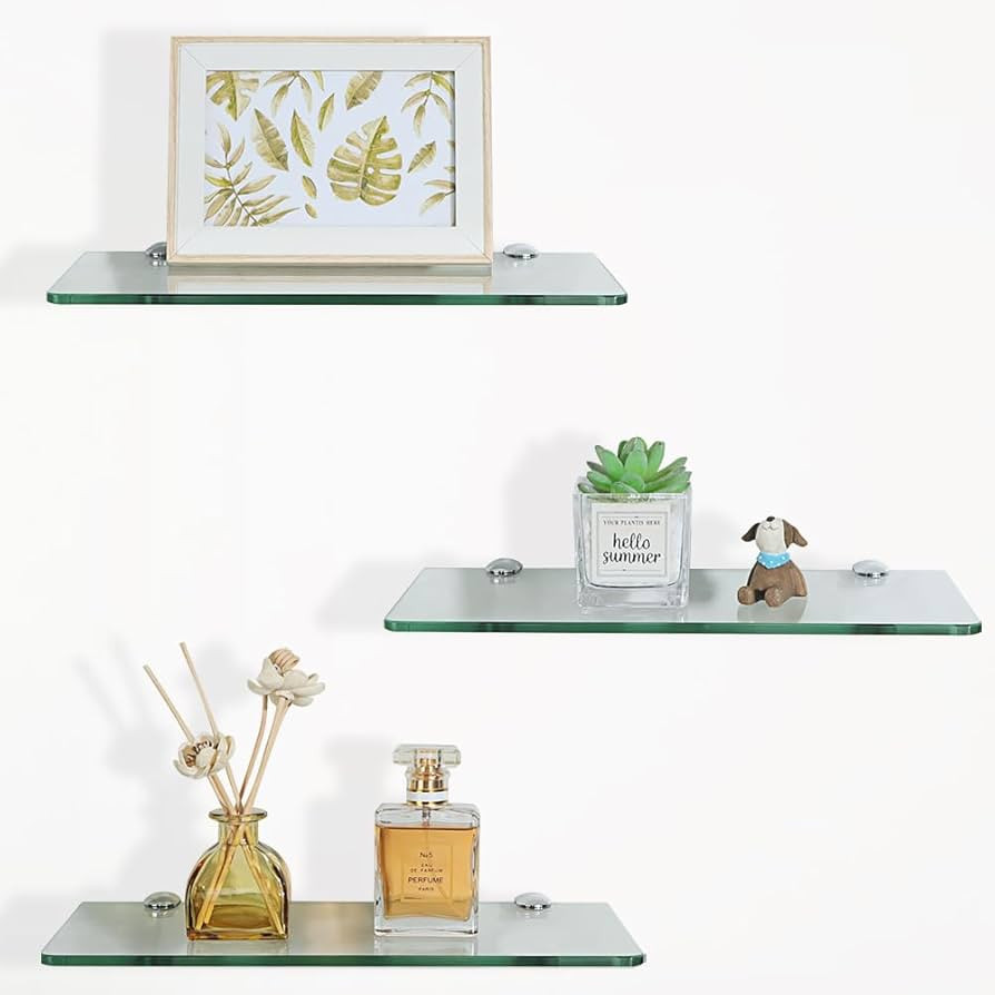 SAYAYO Glass Floating Shelves for Wall, Tempered Glass Shelves for Bathroom, Living Room, Bedroom... | Amazon (US)