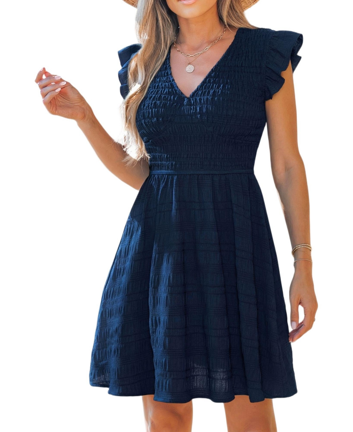 Cupshe Women's Fluff Navy Mini Beach Dress - Navy | Macy's