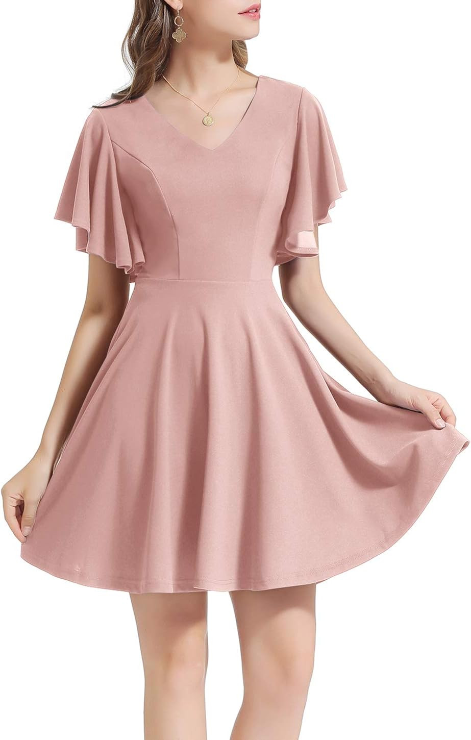 Wedtrend Women's Flutter Sleeve Stretchy A-Line Skater Cocktail Party Dress | Amazon (US)