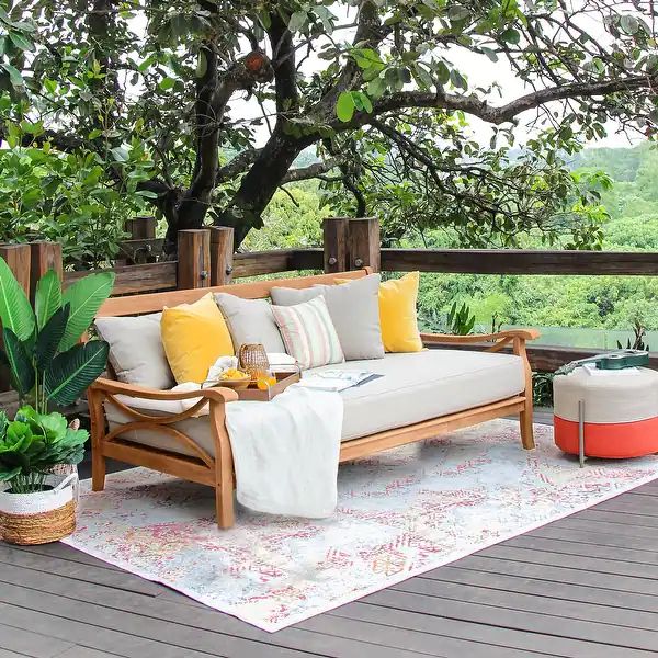 Lowell Teak Patio Daybed with Cushion | Overstock