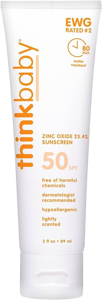 Thinkbaby SPF 50+ Baby Sunscreen – Safe, Natural Sunblock for Babies - Water Resistant Sun Crea... | Amazon (US)