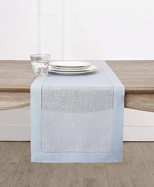 Solino Home Light Blue Linen Table Runner – 100% Pure Linen 14 x 108 Inch Long Table Runner for... | Amazon (US)