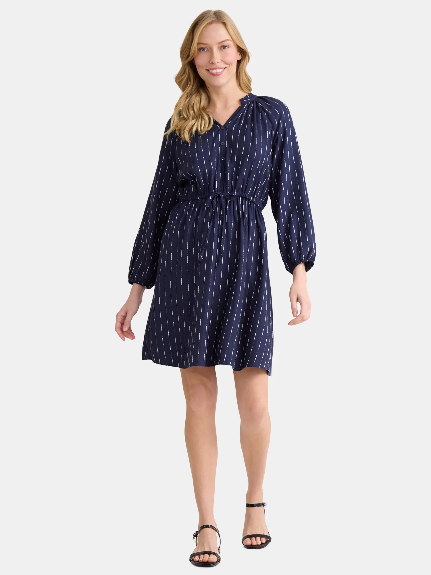 Time and Tru Women's and Women’s Plus Ruffle Neck Mini Dress, Sizes XS-4X | Walmart (US)