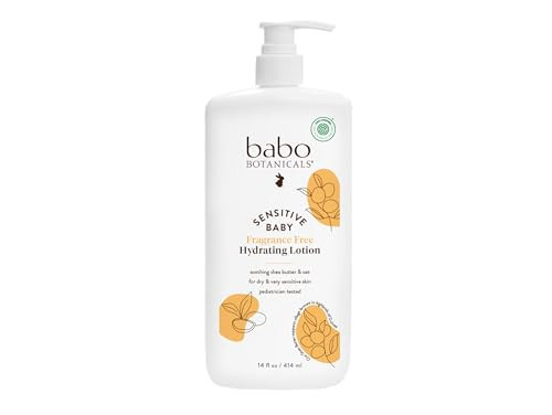 Babo Botanicals Sensitive Baby Fragrance-Free Daily Hydrating Baby Lotion - Shea Butter & Jojoba Oil - for Body & face - for Babies, Kids & Adults with Sensitive Skin - EWG Verified - Vegan - 14oz | Amazon (US)