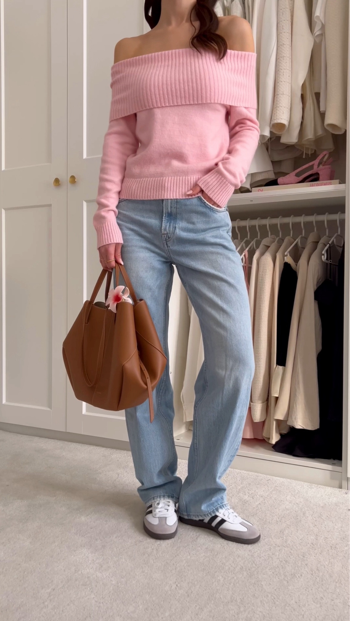 pink sweater outfit inspo 🎀🤍 15% off shein: dariafoldes241 or Daria24Q1 

casual outfit, polene cyme, adidas samba, shein find, jeans outfit, minimal style, pink aesthetic, soft girl, pinterest style, off shoulder sweater 

#LTKeurope #LTKfindsunder50 #LTKstyletip