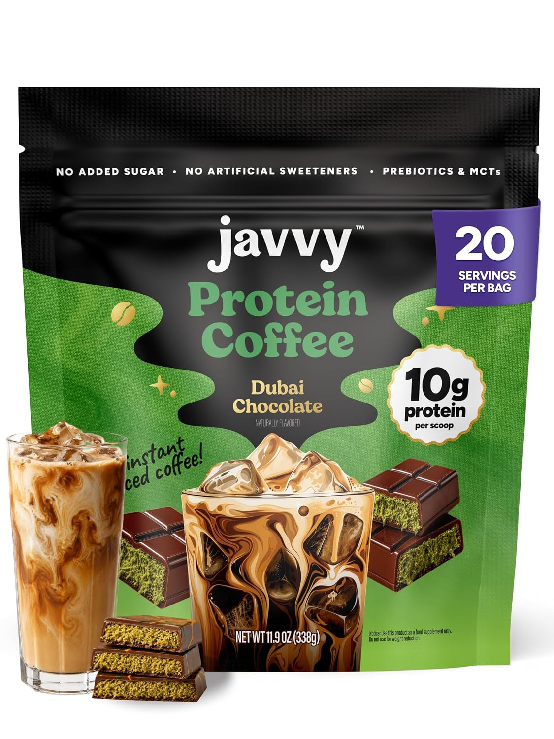 Javvy Protein Coffee for Cold Brew & Iced Coffee, Dubai Chocolate | Amazon (US)