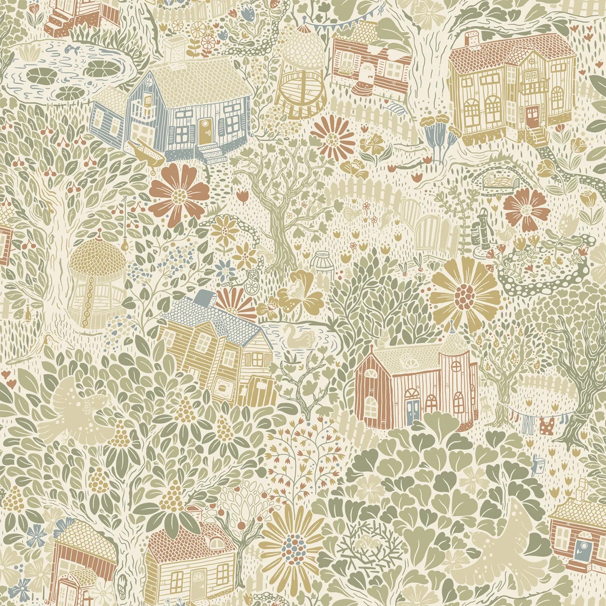 Alshawn Bygga Bo Woodland Village 33' L x 20.9" W Wallpaper Roll | Wayfair North America
