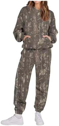 Camo Sweatsuits Sweat Sets for Women 2 Piece Maple Leaf Print Camo Hoodie Pants Womens Camouflage... | Amazon (US)